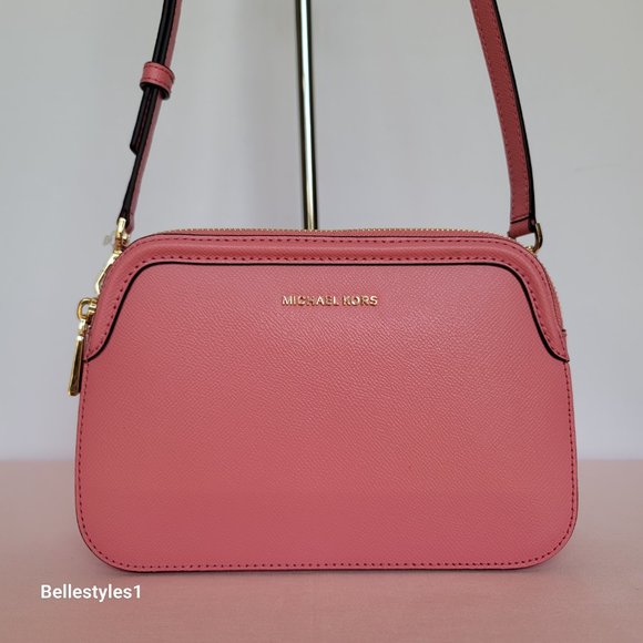MICHAEL KORS Houston Large Crossgrain Leather Crossbody-Tea Rose color🎈⭐$138. - Picture 6 of 16
